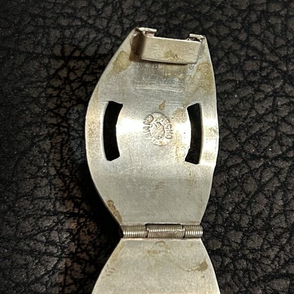 VTG Hecho En Mexico Sterling 925 Glass Opal Cabochon Panel Link Bracelet Sz 7” - Picture 7 of 8